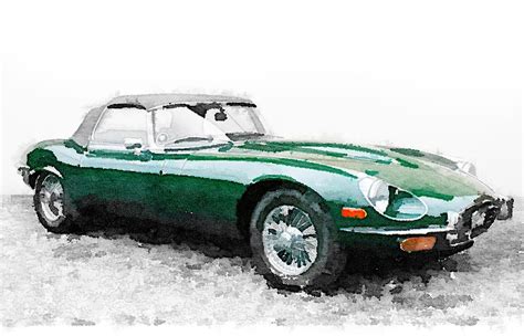 1961 Jaguar E Type Watercolor Painting By Naxart Studio