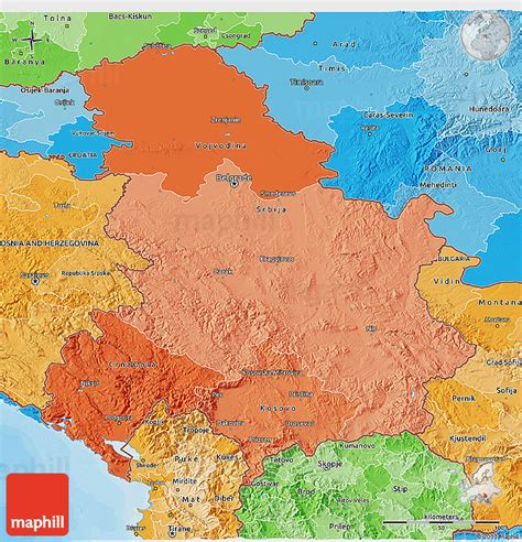 Political Shades 3d Map Of Serbia And Montenegro