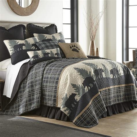 Best Plaid Bear King Comforter 3 Piece Bedding Set Rustic Cabin Lodge