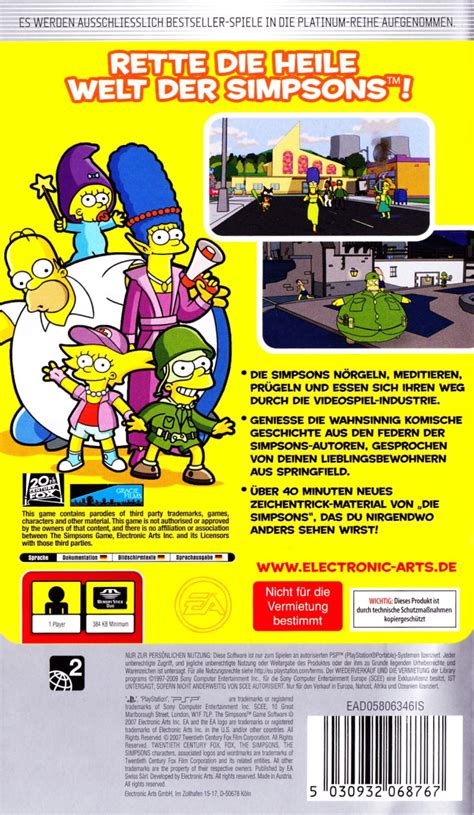 The Simpsons Game 2007 Psp Box Cover Art Mobygames