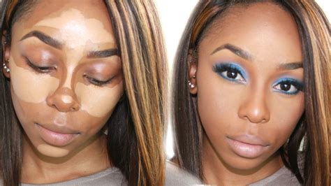 How To Foundation Highlight And Contour Routine Dark Skin Youtube