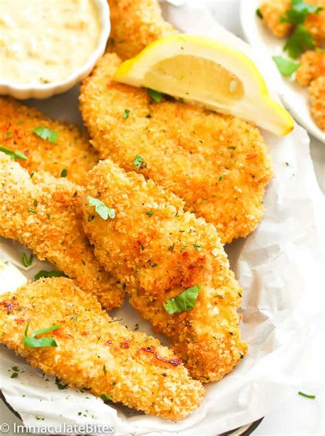 Scrape off excess mayonnaise and then roll the tenders in the crumb mixture to. Baked Chicken Tenders - Immaculate Bites