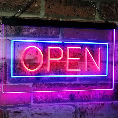 Open Shop Display Rectangle Dual Color Led Neon Sign St6 I2019 Etsy