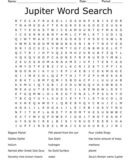 Jupiter Word Search Wordmint