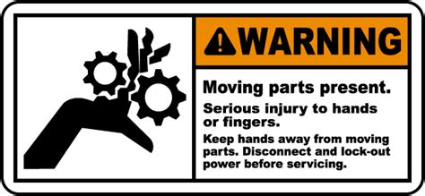 Warning Moving Parts Present Label Save Instantly