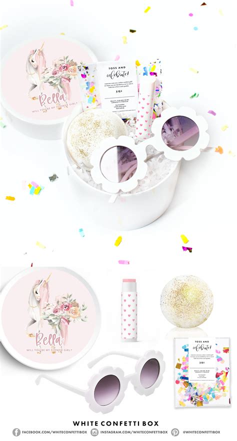 Flower Girl Custom Box — White Confetti Box