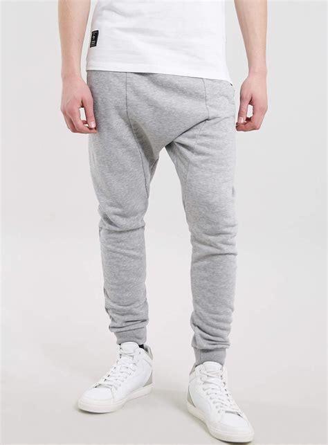 Topman Light Grey Drop Crotch Joggers In Gray For Men Grey Lyst