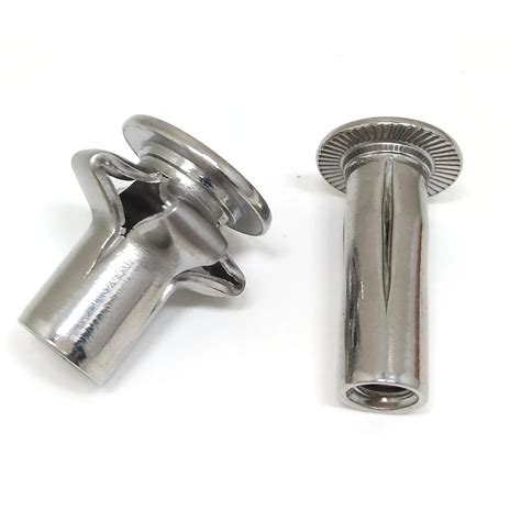 Stainless Steel Pre Bulbed Cross Rivet Nuts Slotted Body Inserts Cross