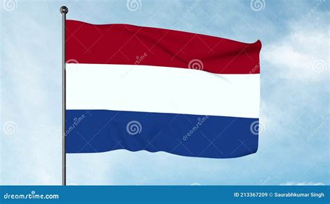 3d illustration of the flag of the netherlands is a horizontal tricolour of red white and blue
