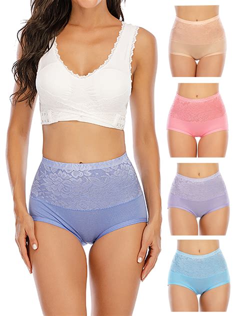 Sayfut Women High Waist Cotton Underwear Briefs Sexy Lace Print Healthy Panties Underwear 5