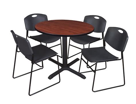 Regency 5 Piece 42 Round Lunchroom Table With Metal X Base And 4
