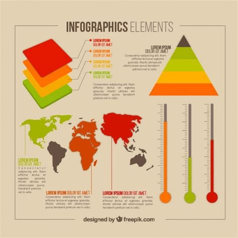 Infographic Elements With Map Free Vector