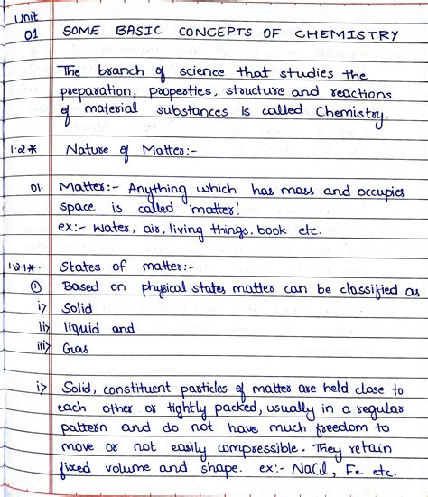 Class I Chemistry Unit Handwritten Notes Pdf Shop Handwritten