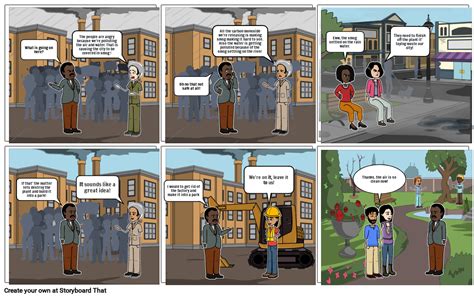 Comic Strip On Air And Water Pollution Storyboard