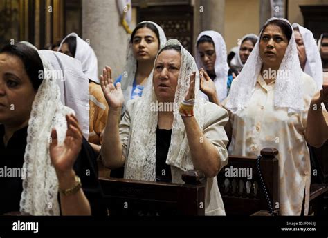 Women Praying At Saint Marks Coptic Orthodox Cathedral Cairo Egypt