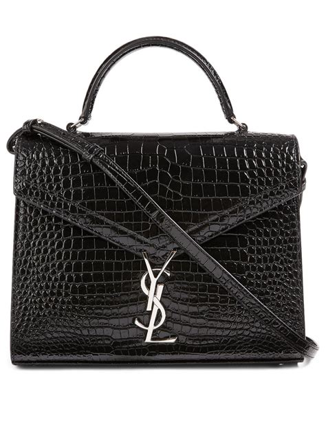 Saint Laurent Medium Cassandra Ysl Monogram Croc Embossed Leather Bag