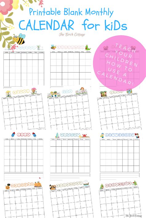 Download The Free Printable Blank Monthly Calendar For Children