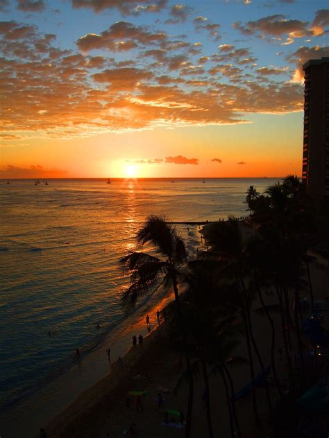Παραλία Waikiki Ηλιοβασίλεμα Χαβάη Δωρεάν φωτογραφία στο Pixabay