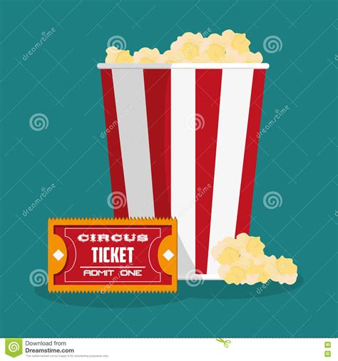 Ticket And Pop Corn Of Carnival Design Stock Vector - Illustration of ...