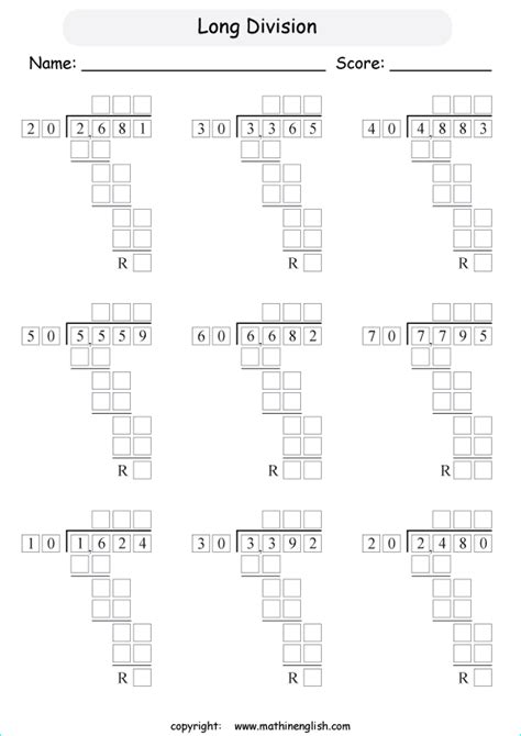 Division By Multiples Of 10 Worksheet