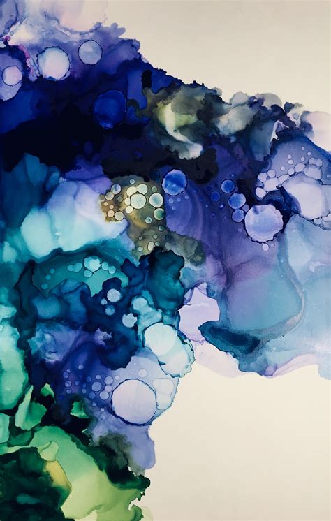 Alcohol Ink Painting Art Abstract Color Collage