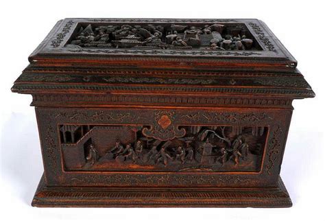 Qing Chinese Antique Wood Carved Box Zenmu Art