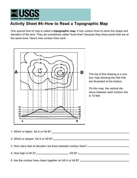 Reading Topographic Maps Worksheets