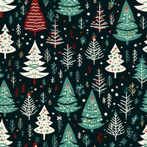 Premium Ai Image Christmas Tree Seamless Pattern Tileable Holiday