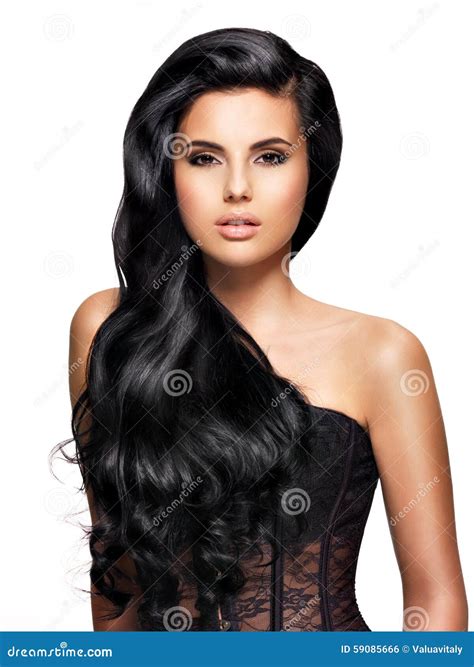 Beautiful Brunette Woman With Long Black Hair Stock Photo Image Of