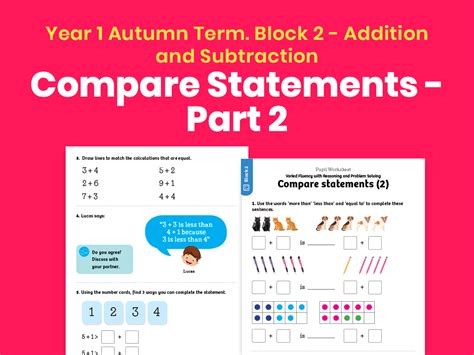 Y1 Autumn Term Block 2 Compare Statements 2 Maths Worksheets