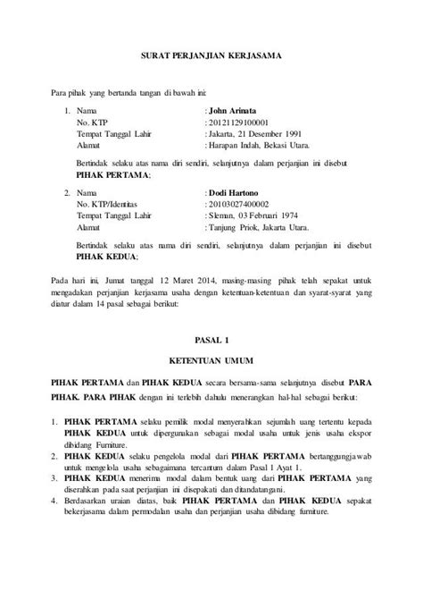 Contoh Format Surat Perjanjian Kerja Malaysia