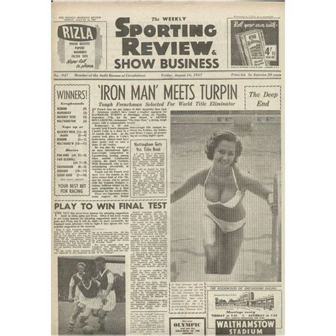 Sporting Review Uk Paper Aug 16 1957 Tilleys Of Sheffield On Ebid