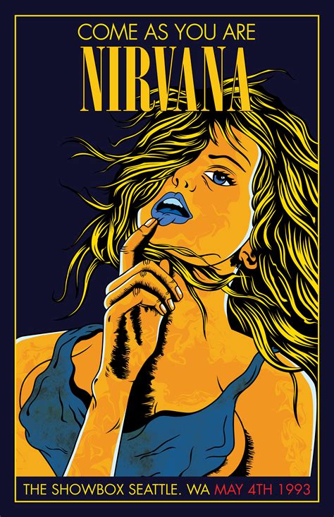 Nirvana Poster Illustration By Maximo Mandl Rock Poster Art Vintage