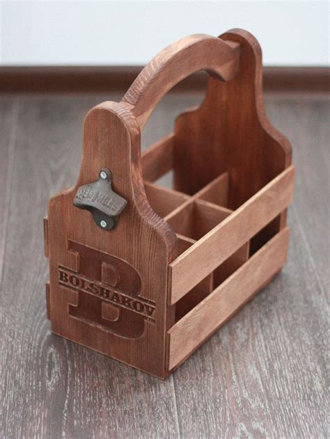 Handmade from scratch by us, wood rustic beer carrier with bottle opener. Personalized Wooden Six pack Beer Carrier Beer Tote Beer ...