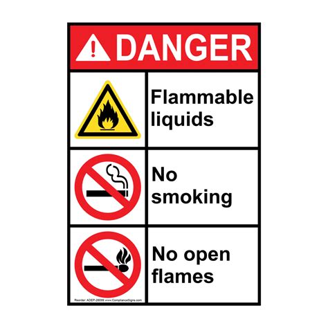 Portrait Ansi Ghs Danger Storage Area Flammable Material Sign Adep