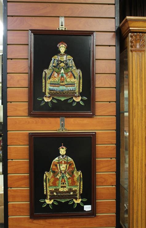 Lot 2 Chinese Wall Plaques Emperor And Empress