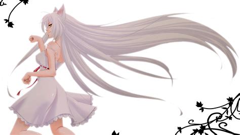 Cat With White Hair Anime Girl