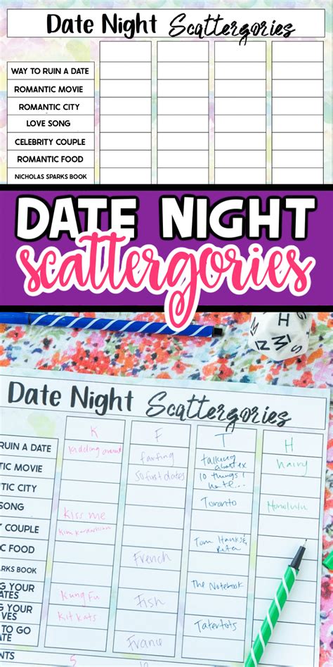 Free Date Night Scattergories Printable Play Party Plan Date Night