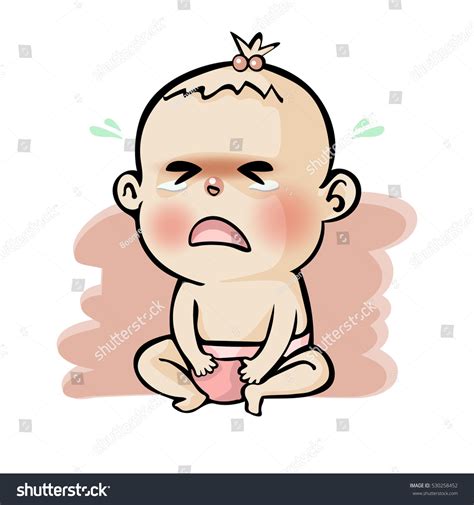 Crying Baby Girl Cute Cartoon Vector Stock Vector