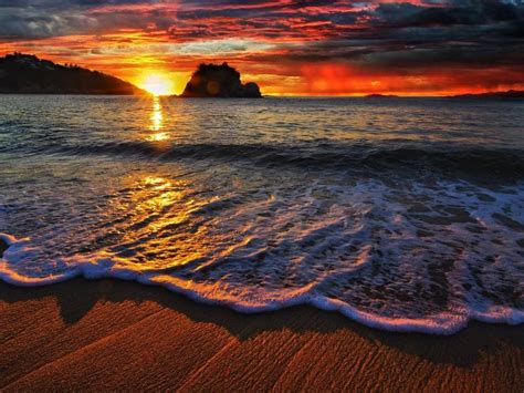 Zalazak Sunca Na Plaži Slike Za Desktop I Pozadinu Ocean Landscape