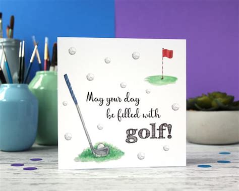 Golf Card Dad Birthday Card Golf Birthday Card Fathers Day Etsy