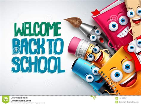 Back To School Vector Characters Background Template With Funny