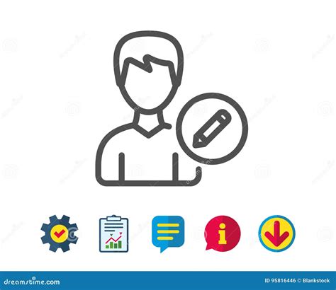 Edit User Line Icon Male Profile Sign Stock Vector Illustration Of