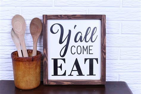 Yall Come Eat Framed Kitchen Wood Signrustic Kitchen Etsy Dining