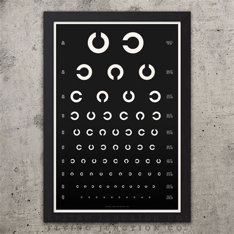 Tumbling C Eye Chart Print Eye Chart Vintage Solid Black Background