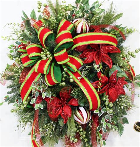 Xxl Gorgeous Christmas Door Or Wall Wreath With Wired Red Etsy