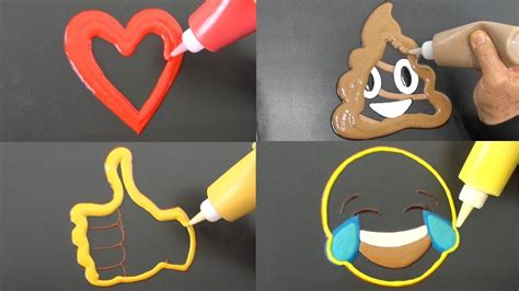 Emoji Heart Poop Thumbs Up Smiling Tears Pancake Art Youtube