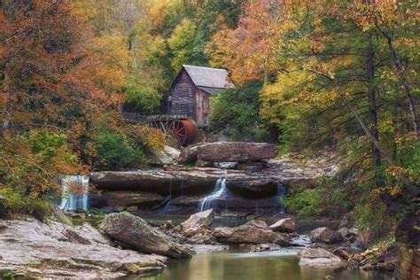 Old Grist Mill Scenic Rustic Travel Wall Art Decor Fall