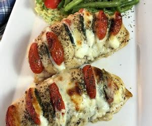 Sprinkle more italian seasoning and salt and pepper over the tops of the chicken. Roasted Red Pepper Mozzarella and Basil Stuffed Chicken