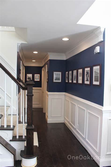 Grey hallway ideas grey hallways grey hallway runners. One Oak Lane: Navy Picture Hallway